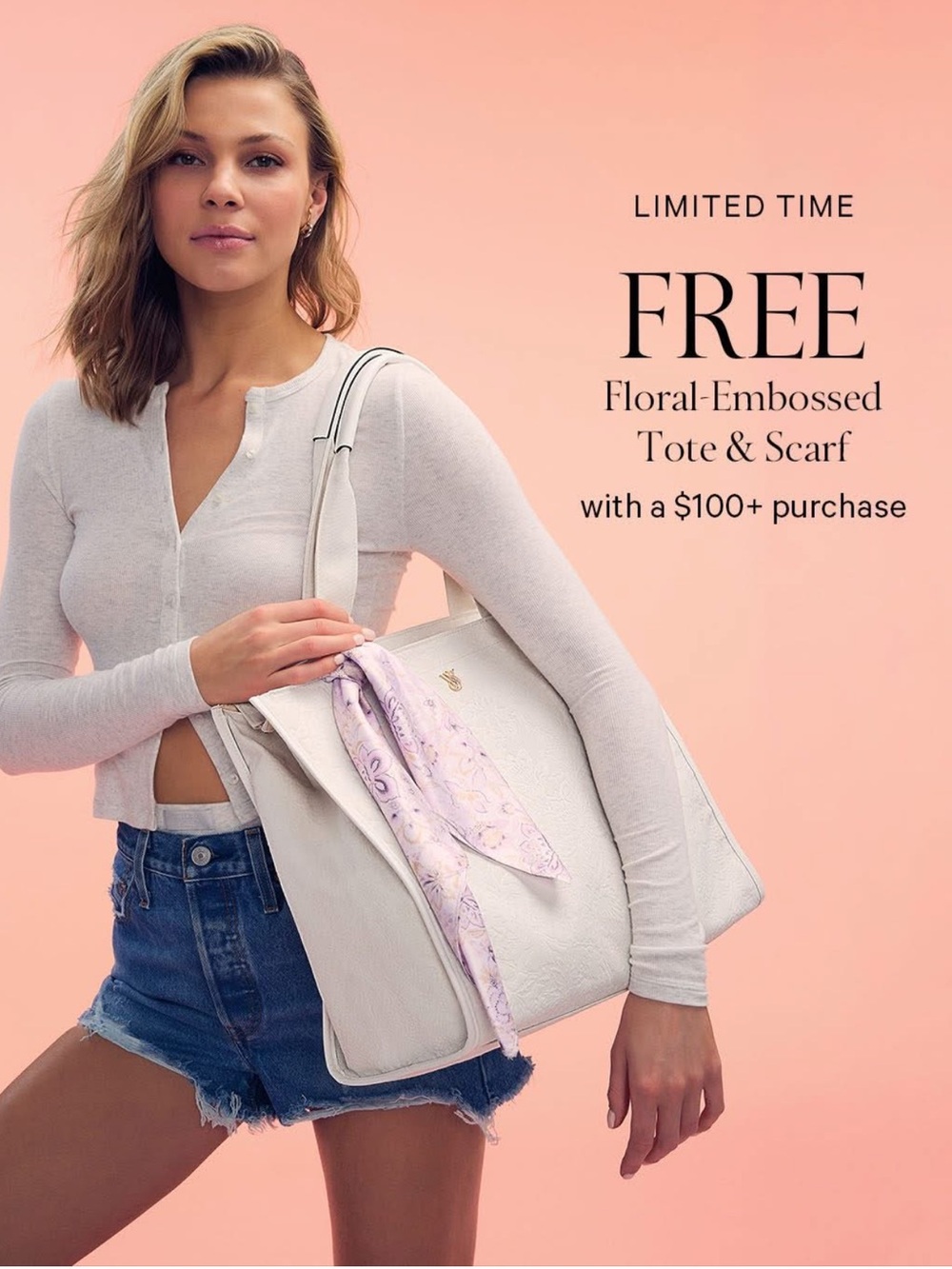 Victoria’s Secret Floral Embossed Tote & Lavender Scarf NIP